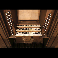 Berlin (Tiergarten), Musikinstrumenten-Museum - Nürnberger Positiv, Gray-Orgel - Spieltisch