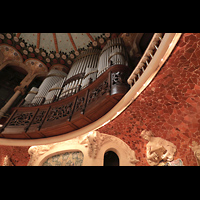 Barcelona, Palau de la Mùsica Catalana, Orgel mit Musen schräg von unten