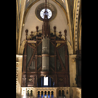 Montserrat, Basílica Santa María - Capella de Sant Fructuós, Prospekt der alten Orgel (nicht mehr funktionstüchtig) im hinteren Hauptschiff