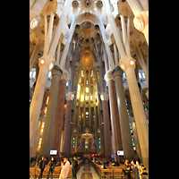 Barcelona, La Sagrada Familia (Krypta-Orgel), Chorraum mit Chororgel
