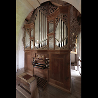 Harbke, St. Levin, Orgel mit Spieltisch seitlich