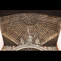 La Orotava (Tenerife), San Juan Bautista (Richborn-Orgel), Reich verzierte Kassettendecke im Mudejar-Stil im Chorraum