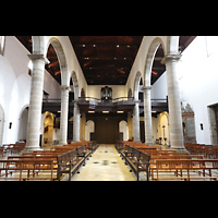 La Orotava, San Agustín, Innenraum in Richtung Orgel mit Blick ins Gewölbe