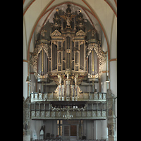 Lüneburg, St. Johannis (Chororgel), Orgelempore (beleuchtet)