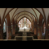 Uelzen, St. Marien (Chororgel), Blick vom Spieltisch in die Kirche