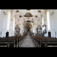 Herbolzheim, St. Alexius (Emporenorgel), Innenraum in Richtung Chor