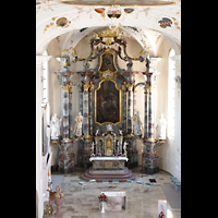 Herbolzheim, St. Alexius, Chorraum von der Hauptorgelempore aus gesehen
