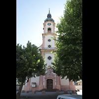 Herbolzheim, St. Alexius (Emporenorgel), Westfassade mit Turm