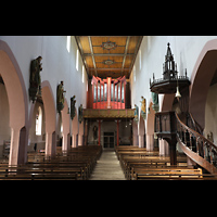 Offenburg, St. Philippus und Jakobus (Weingartenkirche), Innenraum in Richtung Orgel