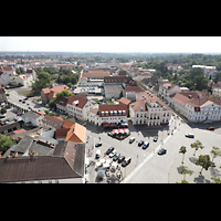Neustrelitz, Stadtkirche, Ausblick vom Turm in Richtung Südosten und auf den Marktplatz