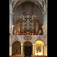 Regensburg, Niedermünster, Orgelempore (beleuchtet)