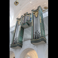 Altötting, Basilika St. Anna (Chororgel), Pedalprospekt mit offenem Prinzipal 32' und Rückpositiv