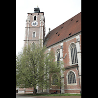 Ingolstadt, Liebfrauenmünster (Truhenorgel), Blick aufs südliche Seitenschiff und den Südturm