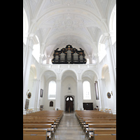 Passau, Stadtpfarrkirche St. Paul, Innenraum in Richtung Orgel