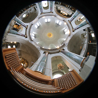 Stockholm, Hedvig Eleonora kyrka, Allen-Spieltisch mit Blick in die Kuppel