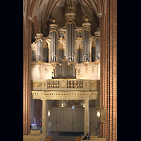 Stockholm, Domkyrka (S:t Nicolai kyrka, Storkyrkan), Orgel von der Kanzel aus gesehen