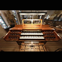 Stockholm, Deutsche St. Gertruds-Kirche (Düben-Orgel), Spieltisch der Juno-Orgel