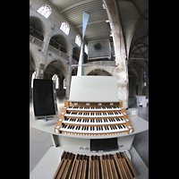 Kln, Jesuitenkirche / Kunst-Station St. Peter, Innenraum mit Spieltisch in Richtung Orgel