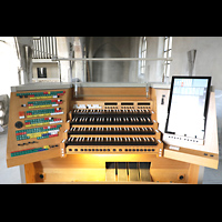 Kln, Jesuitenkirche / Kunst-Station St. Peter, Alter Spieltisch mit neuem Touchscreen fr SINUA-System