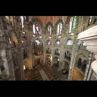 Köln, Basilika St. Gereon (Kryptaorgel), Blick vom oberen seitlichen Umgang des Dekagons in die Basilika