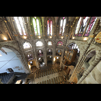 Köln, Basilika St. Gereon (Kryptaorgel), Blick vom oberen seitlichen Umgang des Dekagons zur Orgel und zum Chor