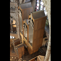 Köln, Basilika St. Gereon (Kryptaorgel), Blick vom oberen seitlichen Umgang des Dekagons auf die Orgel