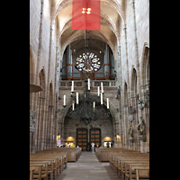 Nürnberg (Nuremberg), St. Lorenz, Hauptschiff in Richtung Orgel