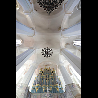 Vilnius, Šv. Jonu Bažnycia (St. Johannes) - Hauptorgel, Blick ins Gewölbe mit Orgel