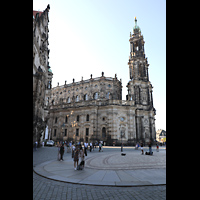 Dresden, Kathedrale Ss. Trinitatis (ehem. Hofkirche), Ansicht vom Schlossplatz von Osten