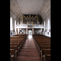 Saarlouis - Lisdorf, St. Crispinus und Crispinianus, Innenraum in Richtung Orgel