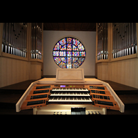 Detmold, Heiig-Kreuz-Kirche, Spieltisch und mittlerer Orgelprospekt