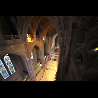 Liverpool, Anglican Cathedral - Lady Chapel, Blick vom Umgang der Obergaden ins Hauptschiff