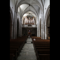 Sion (Sitten), Cathédrale Notre-Dame du Glarier, Hauptschiff in Richtung Orgel