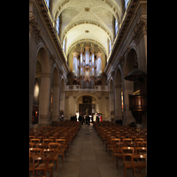 Paris, Saint-Louis en l'Ile (Hauptorgel), Innenraum in Richtung Orgel