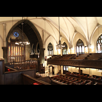 New York City, First Presbyterian Church, Blick von der hinteren Seitenempore in die Kirche