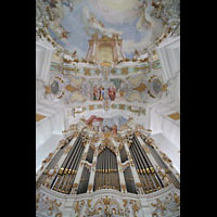 Steingaden - Wies, Wieskirche - Wallfahrtskirche zum gegeißelten Heiland, Orgelprospekt perspektivisch
