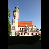 Andechs, Wallfahrtskirche (Klosterkirche), Außenansicht von der Seite