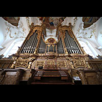 Andechs, Wallfahrtskirche (Klosterkirche), Orgel mit Spieltisch