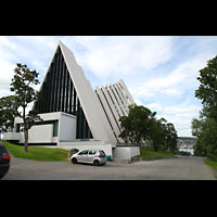 Tromsø, Ishavskatedralen (Eismeer-Kathedrale), Außnenansicht von hinten