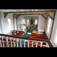 Honningsvåg (Honningsvag), Kirke (Interimsorgel), Blick von der Orgelempore in die Kirche