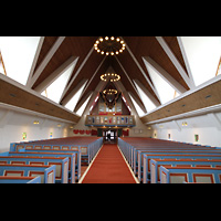Hammerfest, Kirke, Innenraum in Richtung Orgel