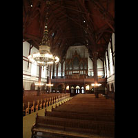 Bergen, Johanneskirke, Innenraum in Richung Orgel