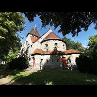 Berlin (Reinickendorf), Dorfkirche Alt Tegel (ev.) - Hauptorgel, Außenansicht, Chorseite