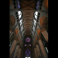 Reims, Cathédrale Notre-Dame (Hauptorgel), Rückwand und Gewölbe des Hauptschiffs