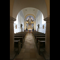 Passau, Mariahilf Wallfahrtskirche, Innenraum in Richtung Chor