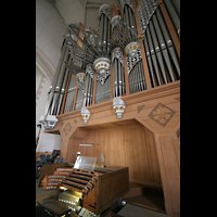 Ingolstadt, Liebfrauenmünster (Chororgel / Bach-Orgel, Spieltisch mit Hauptorgel