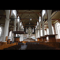 Innenraum in Richtung Orgel Amsterdam, Waalse Kerk (Oude Walenkerk), Innenraum in Richtung Orgel