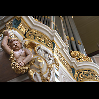 Tragende Figur unterm Hauptwerksprospekt links Amsterdam, Waalse Kerk (Oude Walenkerk), Tragende Figur unterm Hauptwerksprospekt links