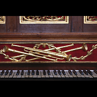 Manual und vergoldete Ornamente am Chorpositiv Amsterdam, Waalse Kerk (Oude Walenkerk), Manual und vergoldete Ornamente am Chorpositiv