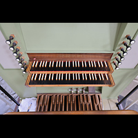 Chororgelspieltisch von oben Amsterdam, Westerkerk, Chororgelspieltisch von oben